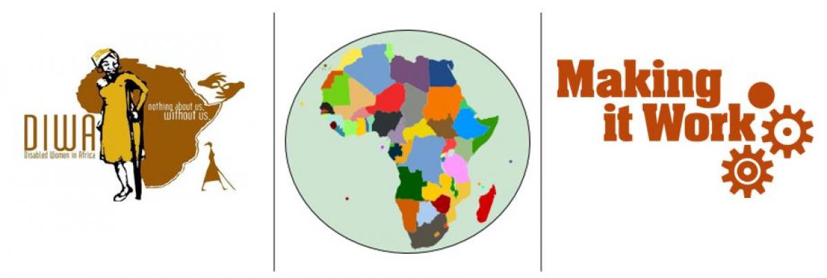 Logo of DIWA with logo of MIW and map of Africa